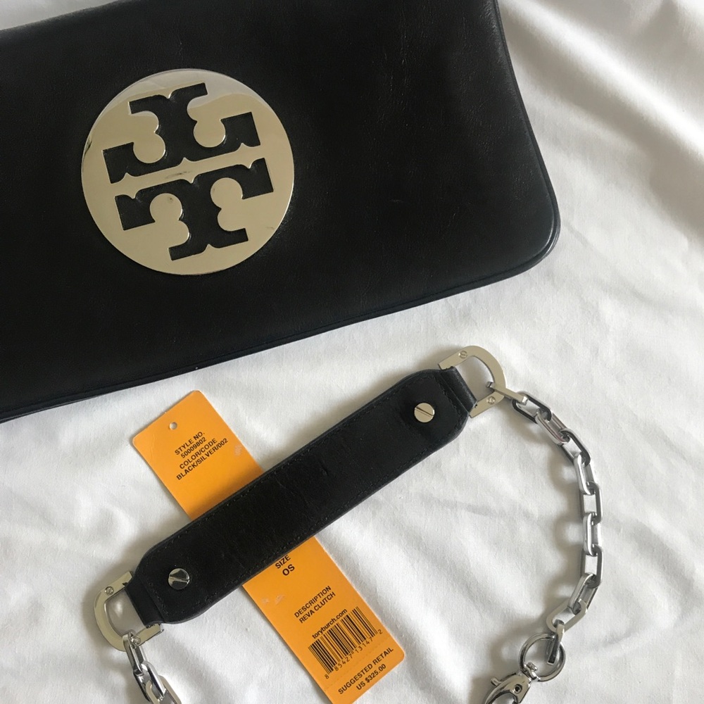 Tory Burch - Reva Clutch - Black Leather & Silver - Picture 4 of 6
